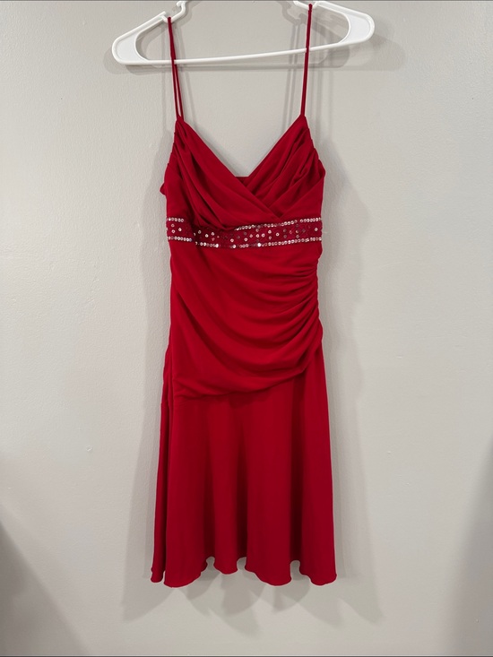 City Triangles Dresses & Skirts - Y2K vintage City Triangles Red Spaghetti-Strap Dress with Sequin Band fairy